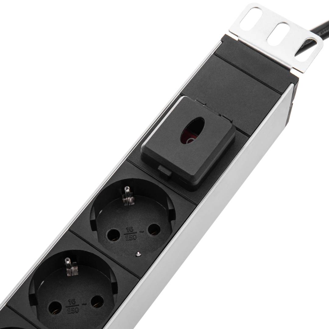PDU strip 18 way with switch and 2 electrical wires for server rack 19'' by RackMatic