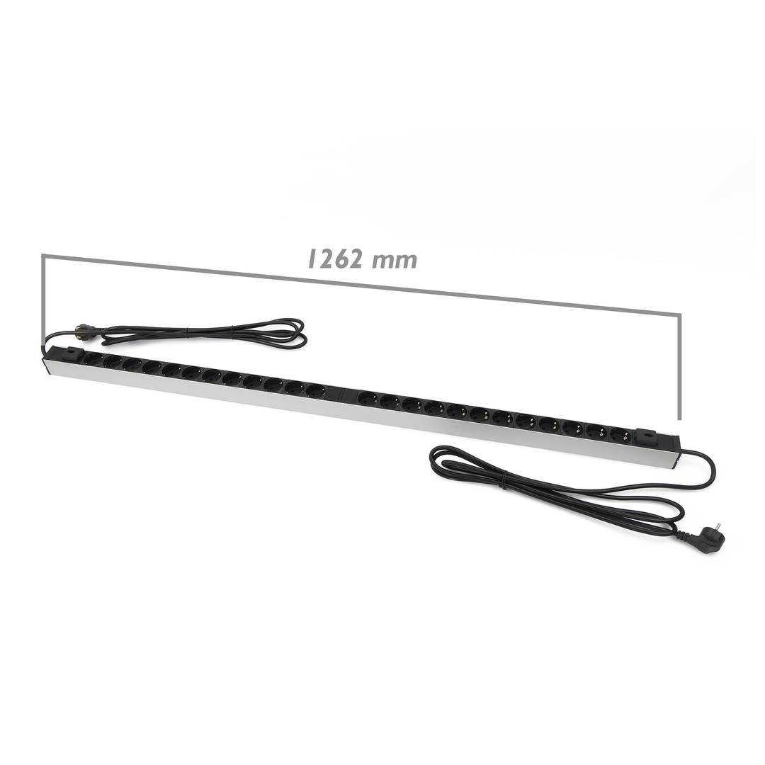 Bloco para rack 19'' de 24 tomadas com interruptor e 2 cabos eléctricos Rackmatic
