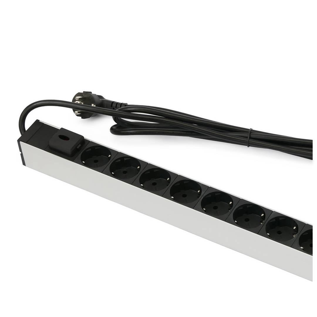 Bloco para rack 19'' de 24 tomadas com interruptor e 2 cabos eléctricos Rackmatic