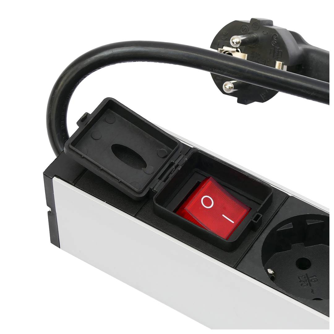 Bloco para rack 19'' de 24 tomadas com interruptor e 2 cabos eléctricos Rackmatic