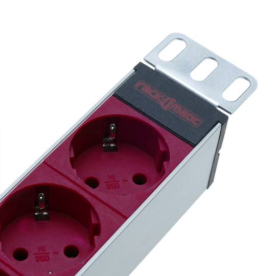 Steckdosenleiste für 19'' rack 8 fach rot mit schalter von RackMatic