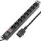 Regleta d'endolls rack 19'' de 8 schuko vermell amb interruptor i cable C14 de RackMatic