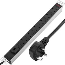 Regleta d'endolls rack 19 "de 6 BS1363 per UK amb interruptor de RackMatic