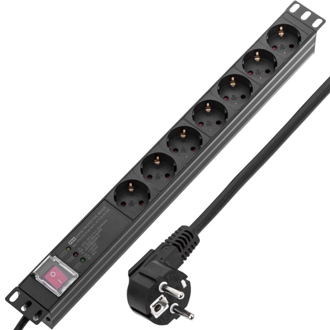 Multiprise 6 prises pour rack 19'' avec parafoudre RackMatic
