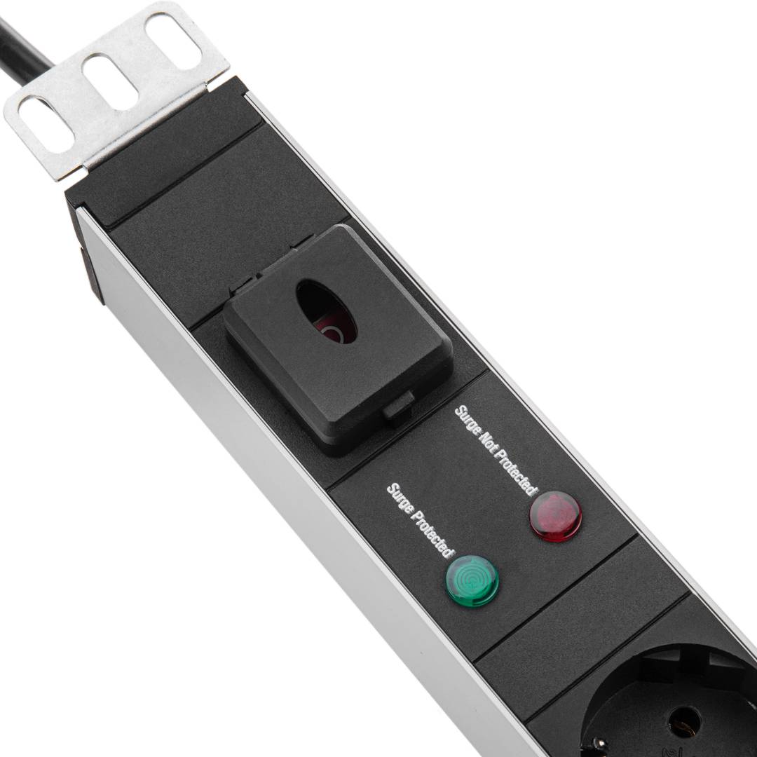 PDU strip 18 way for server rack 19'' with switch and surge protected