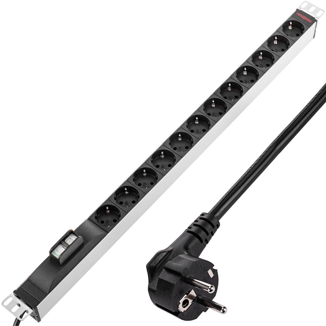 PDU strip 12 way for server rack 19'' with circuit breaker by RackMatic