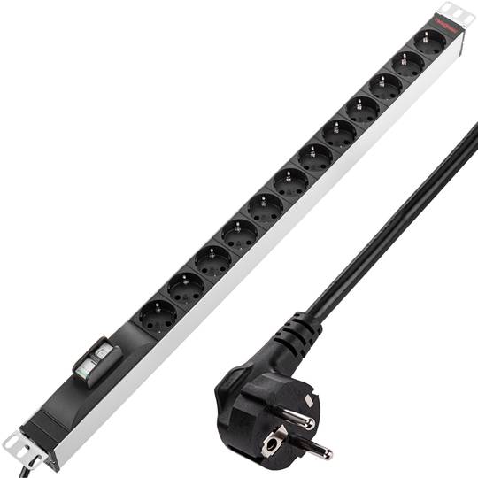 PDU strip 12 way for server rack 19'' with circuit breaker by RackMatic