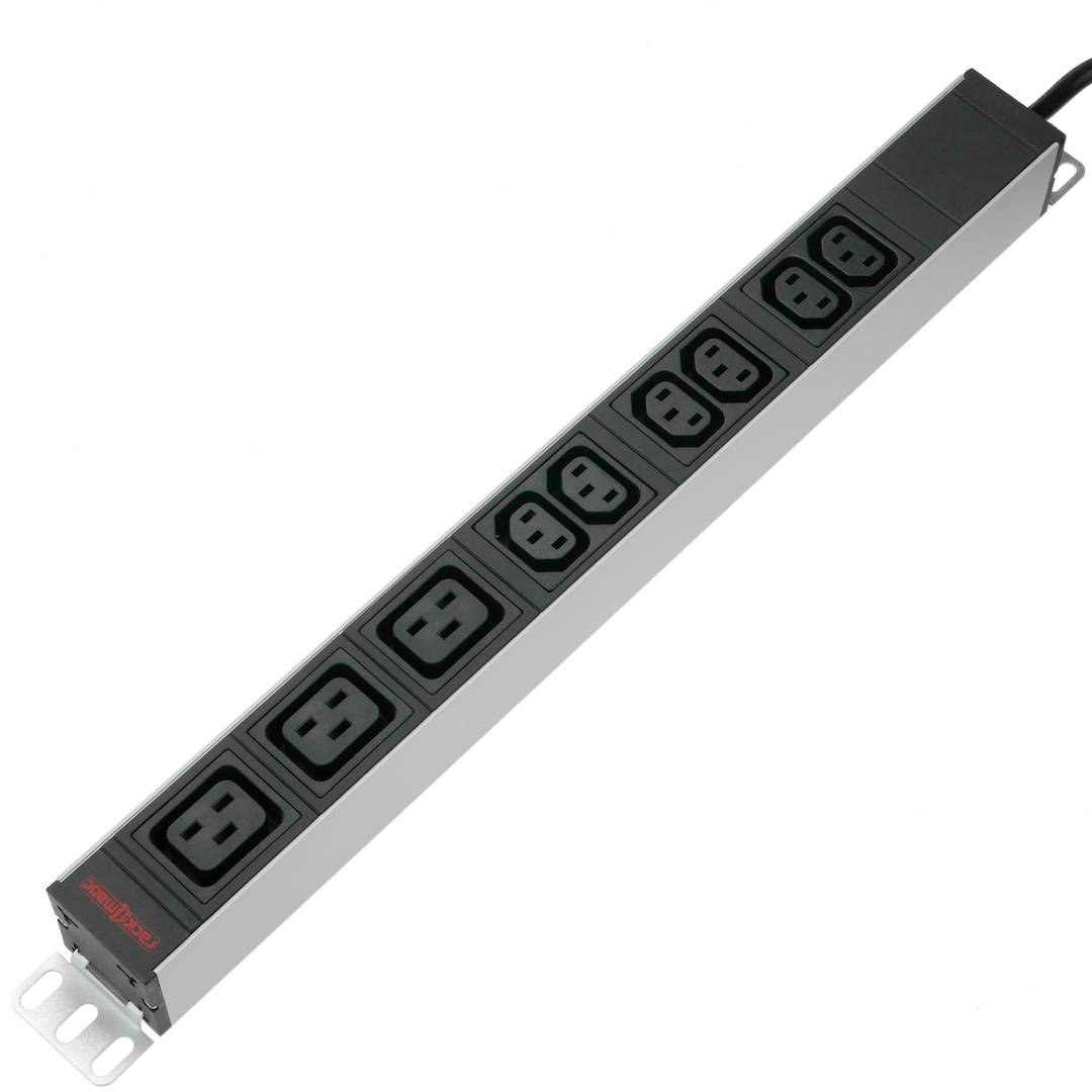 PDU strip 6 C13 and 3 C19 way for server rack 19'' by RackMatic