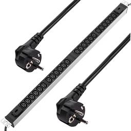 Regleta de enchufes rack 19" de 24 C13 con interruptor y con 2 cables de RackMatic