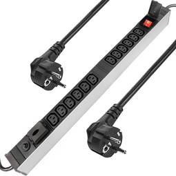 Regleta de enchufes rack 19" de 12 C13 con interruptor y 2 cables de RackMatic