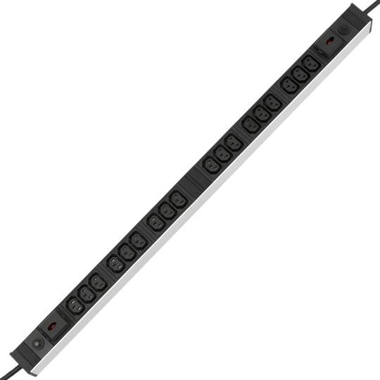 Regleta d'endolls rack 19'' de 18 C13 amb interruptor i 2 cables de RackMatic