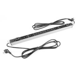 Rack contactdoos 19 "10 C13 en 4 C19 met schakelaar en 2 RackMatic-kabels