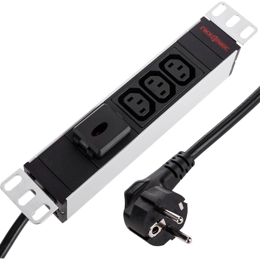 PDU strip 3 C13 way for server rack 10'' with switch by RackMatic
