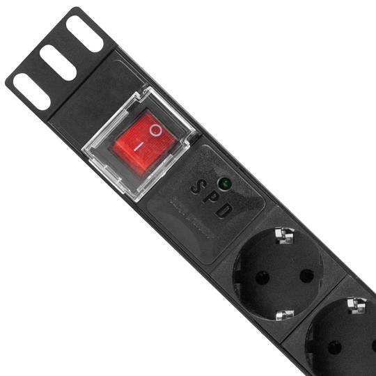 Steckdosenleiste für 19'' rack 8 fach mit schalter