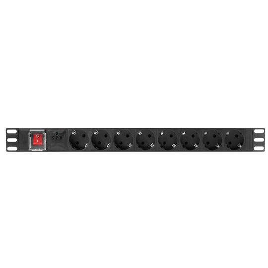 Steckdosenleiste für 19'' rack 8 fach mit schalter
