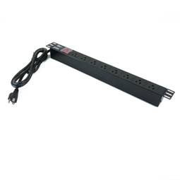Régua de alimentação para armário de rack de 19" 1U com 8 US NEMA/5-15 e interruptor