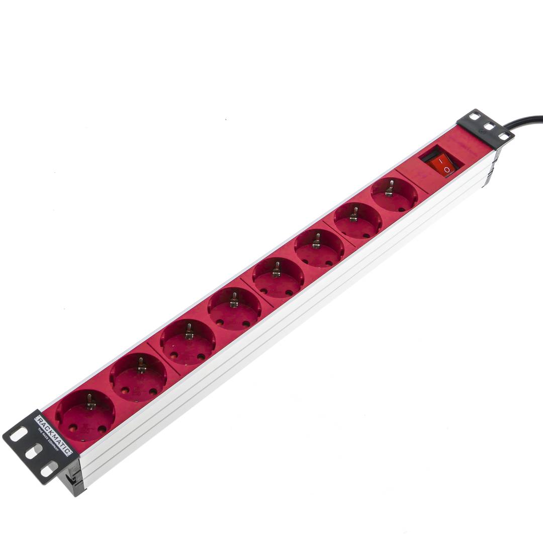 Regleta d'endolls vermells per armari rack 19