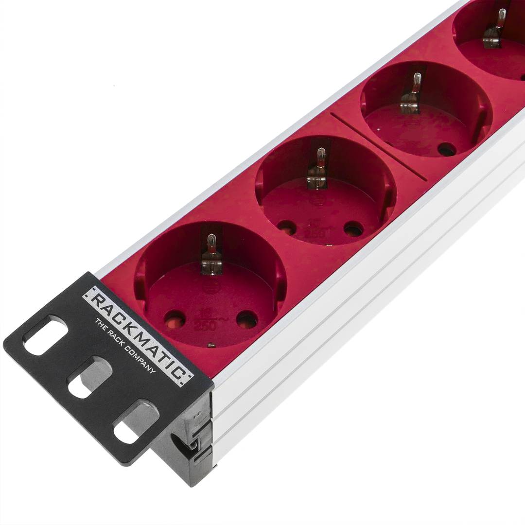 Regleta d'endolls vermells per armari rack 19