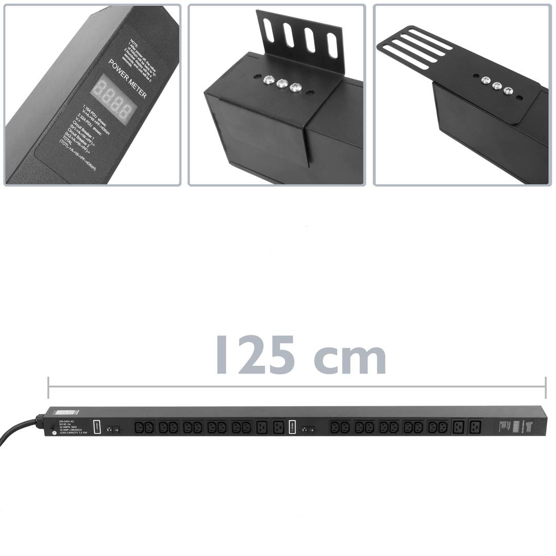 Regleta IEC-60360 amb 20 C13 + 4 C19 a endoll CETAC 32A IP44 250V IEC-60309