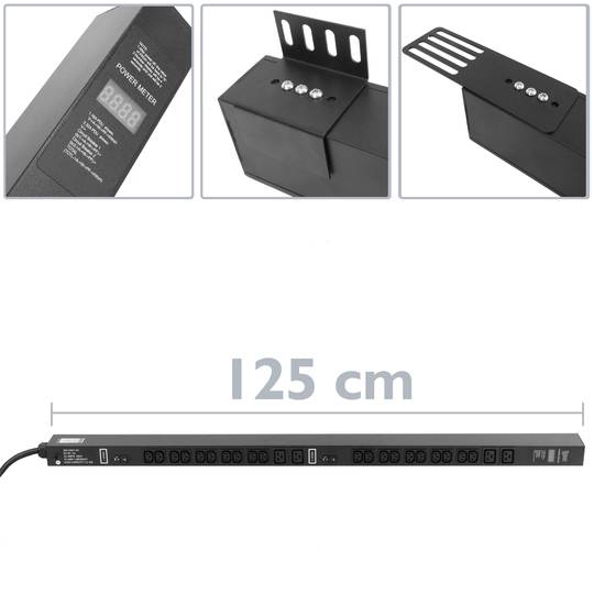 Regleta IEC-60360 amb 20 C13 + 4 C19 a endoll CETAC 32A IP44 250V IEC-60309