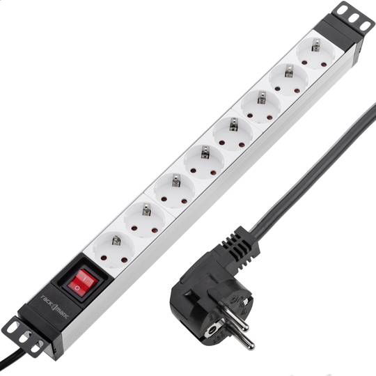 Regleta de enchufes para armario rack 19 1U con 8 schuko e interruptor -  Cablematic