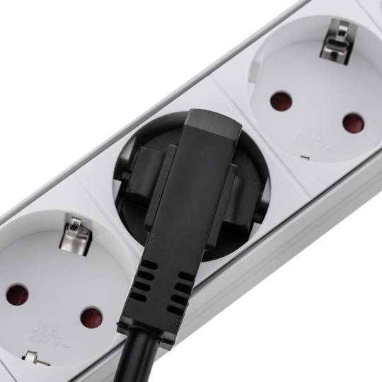 Regleta d'endolls d'alumini per a armari rack 19” 1U amb 8 Schuko blancs i interruptor