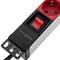 Aluminum power strip for rack cabinet 19” 1U with 8 red Schuko and switch