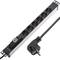 Regleta d'endolls d'alumini per a armari rack 19” 1U amb 6 Schuko negres i interruptor tipus B