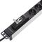 Regleta d'endolls d'alumini per a armari rack 19” 1U amb 6 Schuko negres i interruptor tipus B