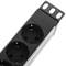 Regleta d'endolls d'alumini per a armari rack 19” 1U amb 6 Schuko negres i interruptor tipus B