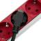 Regleta d'endolls d'alumini per a armari rack 19” 1U amb 9 Schuko vermells i connector C14