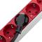 Aluminum power strip for 19” 1U rack cabinet with 8 red Schuko switches and C14 connector