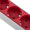 Aluminum power strip for 19” 1U rack cabinet with 8 red Schuko switches and C14 connector
