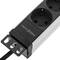 PVC strip met 9 zwarte Schuko pluggen voor 19” 1U rackkast