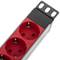 Listwa PCV z 9 czerwonymi wtyczkami Schuko do szafy rack 19” 1U