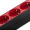 Striscia in PVC con 9 spine rosse tipo Schuko e custodia nera per armadio rack 19” 1U