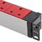 Stekkerdoos voor rackkast 19” 1U met 7 UK BS rode en grijze PVC-behuizing