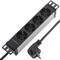 Barra de alimentação para armário de rack 10” 1U com 4 Schuko preto PVC