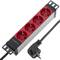 Barra de alimentação para armário de rack 10” 1U com 4 Schuko vermelho PVC