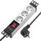 Tira de força de PVC para rack de 10” 1U com 3 soquetes Schuko brancos e interruptor