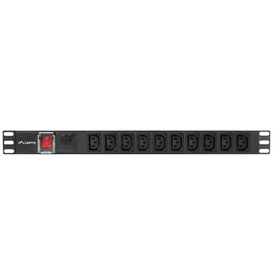 Ciabatta 1U con 10 prese CA con accoppiatore C13 e LED nero di Lanberg PDU-10I-0200-IEC-BK