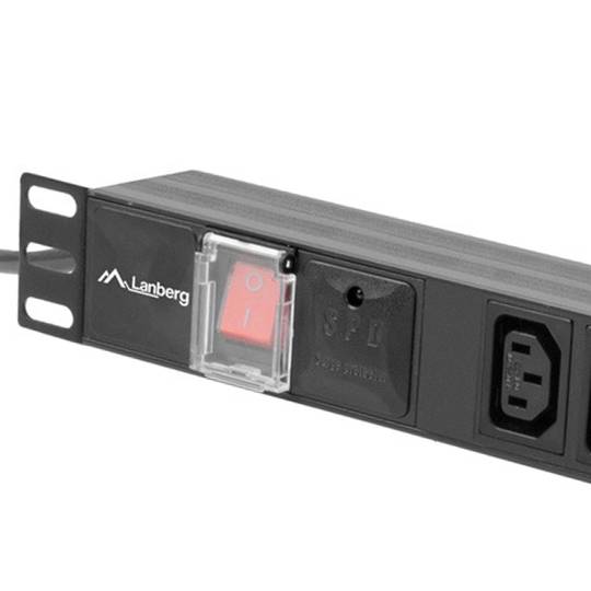 Ciabatta 1U con 10 prese CA con accoppiatore C13 e LED nero di Lanberg PDU-10I-0200-IEC-BK