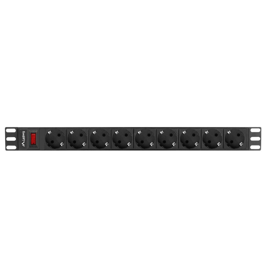 Regleta PDU 1U amb 9 sortides de corrent altern negre de Lanberg PDU-09F-0300-BK