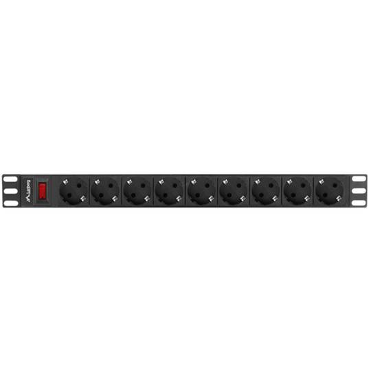 Regleta PDU 1U amb 9 sortides de corrent altern negre de Lanberg PDU-09F-0300-BK