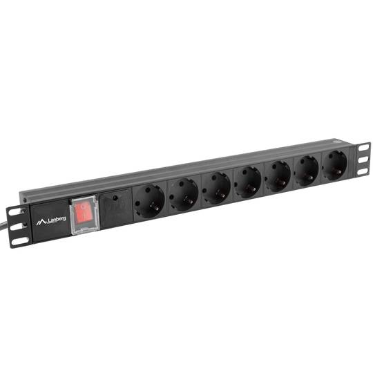 Regleta 1U con 7 salidas AC tipo F negro de Lanberg PDU-07F-0200-BK