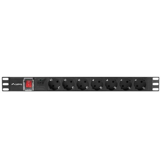Regleta 1U con 7 salidas AC tipo F negro de Lanberg PDU-07F-0200-BK