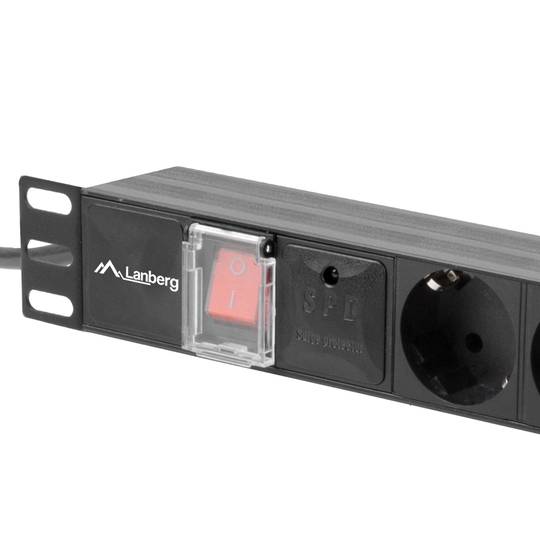 Regleta 1U con 7 salidas AC tipo F negro de Lanberg PDU-07F-0200-BK