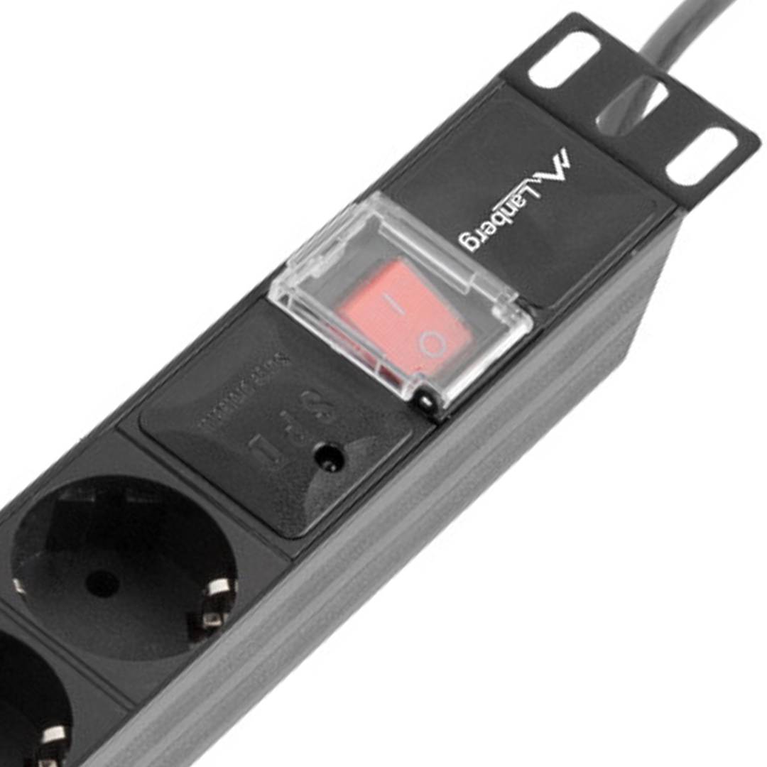 Regleta 1U con 7 salidas AC tipo F negro de Lanberg PDU-07F-0200-BK