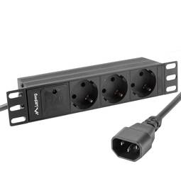 Regleta d'endolls per a armari rack 10" 1U amb 3 Schuko negres i C14 Lanberg