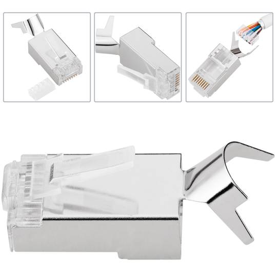 Złącze męskie FTP kat.6A RJ45 do zaciskania 25 sztuk